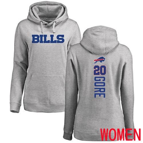 NFL Women Buffalo Bills #20 Frank Gore Ash Backer Pullover Hoodie Sweatshirt->buffalo bills->NFL Jersey